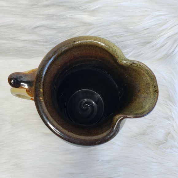 Unmarked Beautiful Glazed Clay Pottery Pitcher - Picture 6 of 8